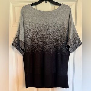 White House Black Market Gray and Black Short Sleeve Sweater